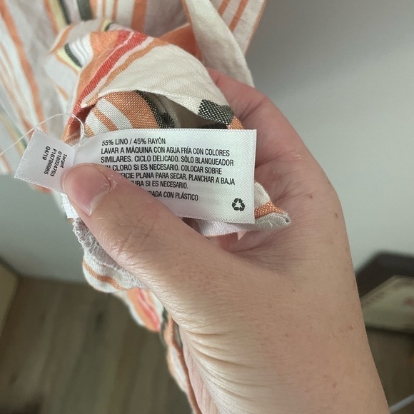 A new day Summer Striped Linen Blend Top Size Large - Picture 7 of 7